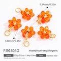 Pendentif fleur orange DIY en acier inoxydable plaqué or 18k avec pétales perlés - Pendentif en Forme de Fleur Transparente Orange (PJ91605G)