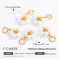 Pendentif fleur DIY en acier inoxydable doré 18 carats avec perles blanches - Pendentif en Perles en Forme de Pétale (PJ91605L)