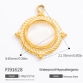 Pendentif rond en acier inoxydable doré 18k texturé pour création de bijoux DIY - Support de Pendentif Doré à Motif Torsadé (PJ91628)