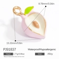 Pendentif mini pêche en alliage rose avec feuilles vertes et anneau doré pour bijoux - Forme de Pêche Rose (PJ91837)
