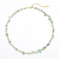 Bohemian ketting met onregelmatige turquoise stenen en gouden accent kralen luxe - Amazoniet Steenslag Stijl (N2700-GO)
