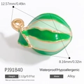 Pendentif fruit en émail vert avec bords dorés pour la création de bijoux DIY - Forme de Cosse de Haricot Vert (PJ91840)