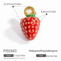 Mini pendentif fraise en émail rouge et acier inoxydable avec ses dimensions - Forme de Très Petite Fraise (PJ91843)