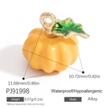 Mini pendentif citrouille en émail jaune en alliage étanche et aux propriétés hypoallergéniques - Forme de Citrouille Jaune (PJ91998)