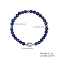 Detail of lapis lazuli beaded bracelet with silver magnetic clasp and dimensions - Faceted Blue Stone Magnetic Clasp Bracelet (STB243-B)