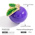 Pendentif pomme violette mignon avec feuilles vertes et anneau doré pour bijoux DIY - Forme Pomme Violette (PJ92028)