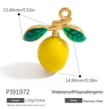 Pendentif citron étanche en acier inoxydable jaune pour création de bijoux - Forme de Citron Jaune (PJ91972)
