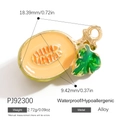 Pendentif en émail melon orange et vert avec alliage doré pour bijoux faits à la main - Forme de Cantaloup Orange (PJ92300)