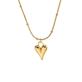 Elegante goldene Herz-Halskette mit Schlangenkette und Perlen auf weißem Hintergrund - Herz-Halskette (H385) / Gold