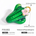 Pendentif cactus vert en acier inoxydable avec fleurs roses pour bijoux DIY - Style Cactus (PJ91883)