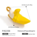 Pendentif banane en émail jaune avec boucle en acier inoxydable pour bijoux - Forme Banane Épluchée (PJ92298)