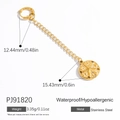 18K gold plated stainless steel earring featuring starfish seashell charms for beach style - Round Starfish Texture (PJ91820)