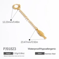 18K gold plated stainless steel hoop earring with a long chain and fish pendant charm - Small Fish Shape (PJ91823)