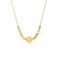 Collier en acier inoxydable doré avec pierre naturelle jaune et perles carrées - Jaune (N2484-GO-Y)