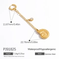 Gold stainless steel earring featuring a zircon stone and a nautilus seashell pendant - Rhinestone Nautilus (PJ91825)