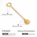 Waterproof 18K gold plated stainless steel sun face charm pendant on a circular link chain - Smiley Sun (PJ91829)