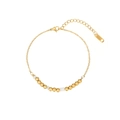 Minimalist Morse code beaded bracelet in gold finish with pearls and adjustable chain - White Square Bead Style (B2165-W)