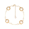 Eleganteres vergoldetes Perlenarmband mit Drahtumwicklung und verstellbarem Verschluss - Drahtgewickeltes Perlennest Armband (B2130)
