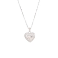 Silver hollow heart necklace with pink stone bow pendant and pavé rhinestones - Bowknot Heart Style (N2487) / Silver