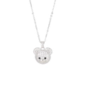 Squisita collana in argento con cuore traforato e ciondolo a forma di orso in zirconi - Stile Orso Pieno di Strass (N2489) / Argento