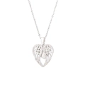 Elegante collana in argento con ciondolo a cuore alato traforato e zirconi cubici incastonati - Stile Cuore Ali d'Angelo (N2490) / Argento