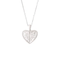 Collana con ciondolo a cuore traforato e orsetto con zirconi lucidi per donna - Stile Cuore Traforato con Strass (N2491) / Argento