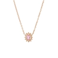 Elegante Halskette aus roségoldenem Titan mit ovalem rosa Zirkonia-Anhänger und Steinen - Roségold (Rosa Stein) (N2410-RG)