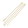Detail view of gold-plated twisted water wave chain with lobster clasp and extender - 18K Gold Tone Double Ring Single Water Wave Chain (With Water Drop Pendant)