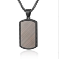 Collier plaque d'identité noire pour homme avec insert brossé marron et chaîne box - STN2413-ST-BL Pendentif Seul (Sans Chaîne)