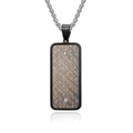 Pendentif rectangle industriel avec relief bronze et cadre noir mat sur chaîne argent - STN2415-BL Pendentif Seul (Sans Chaîne)