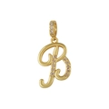 Eleganter vergoldeter Halskettenanhänger Buchstabe B mit funkelnden weißen Zirkonsteinen - Buchstabe B Anhänger (Nur Anhänger) / Nur Anhänger (Ohne Kette)