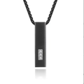 Pendentif rectangulaire noir mat en acier inoxydable pour homme avec 3 pierres blanches - STN2418-BL-ST Pendentif Seul (Sans Chaîne)