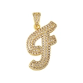 Anhänger kleiner Buchstabe f in Gold-Optik mit funkelndem Zirkonia-Besatz besetzt - Buchstabe F / Nur Anhänger (Ohne Kette)