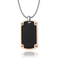 Collier pour homme avec pendentif or rose, fibre de carbone noire et chaîne box - STN2419-ST-RG Pendentif Seul (Sans Chaîne)