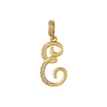 Eleganter goldener E-Buchstabenanhänger mit weißen Kristallen und glänzender Öse für Damen - Buchstabe E Anhänger (Nur Anhänger) / Nur Anhänger (Ohne Kette)