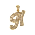Goldener vereister Buchstabe A Anhänger mit funkelndem Pavé-Zirkonia-Besatz - Buchstabe H / Nur Anhänger (Ohne Kette)