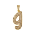 Goldener G-Buchstaben Anhänger mit Zirkonia-Besatz und glänzendem Hip-Hop-Finish - Buchstabe I / Nur Anhänger (Ohne Kette)