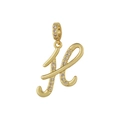 Böhmische Goldhalskette mit H-Initialanhänger und funkelndem weißen Zirkoniasteinen - Buchstabe H Anhänger (Nur Anhänger) / Nur Anhänger (Ohne Kette)