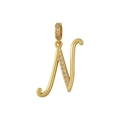 Eleganter 18K Gold Anhänger Buchstabe N mit Mikro-Pavé weißen Zirkonia Kristallen - Buchstabe N Anhänger (Nur Anhänger) / Nur Anhänger (Ohne Kette)