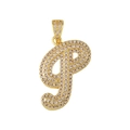 Goldener P-Buchstabenanhänger mit Zirkonia-Besatz im luxuriösen Hip-Hop-Stil - Buchstabe P / Nur Anhänger (Ohne Kette)