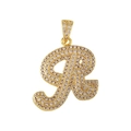 Vergoldeter Anhänger Buchstabe R mit glitzerndem Kristall-Pave für eleganten Hip-Hop-Style - Buchstabe R / Nur Anhänger (Ohne Kette)