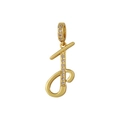 Goldene Halskette mit kursivem Buchstaben f Anhänger und funkelnden Zirkonia-Steinen - Buchstabe T Anhänger (Nur Anhänger) / Nur Anhänger (Ohne Kette)