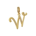 Böhmische goldene Halskette mit W-Anhänger und funkelnden Zirkonia-Steinen - Buchstabe W Anhänger (Nur Anhänger) / Nur Anhänger (Ohne Kette)