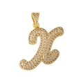 Vergoldeter Buchstabe X Anhänger mit funkelnden Zirkonia Kristallen für Hip-Hop Schmuck - Buchstabe X / Nur Anhänger (Ohne Kette)
