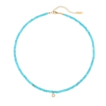 Collana di perle turchesi con ciondolo a lettera D dorato e piccoli cristalli - Stile Lettera D (N2712-GO-D)