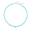 Collana girocollo con perline turchesi e pendente a lettera G dorata scintillante - Stile Lettera G (N2712-GO-G)