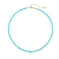 Collana minimalista con perline turchesi azzurre e chiusura placcata in oro di lusso - Stile Lettera F (N2712-GO-F)