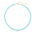 Collana di perle blu con ciondolo a lettera J dorata e piccoli cristalli brillanti - Stile Lettera J (N2712-GO-J)