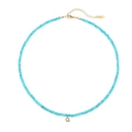 Collana di perline blu con ciondolo a lettera Q dorato scintillante e catena regolabile - Stile Lettera Q (N2712-GO-Q)