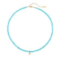 Collana di perle turchesi con ciondolo a lettera S dorata e strass scintillanti - Stile Lettera S (N2712-GO-S)